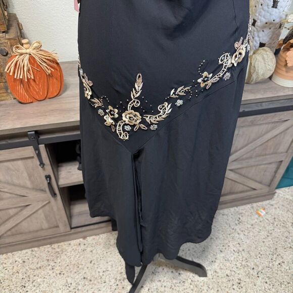 VTG Y2k R&M Richards Beaded Embroidered Floral Asymmetrical Midi Dress 10 Fairy - Picture 6 of 10